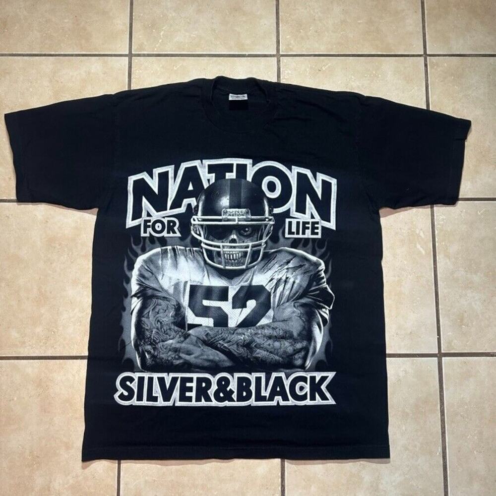 Oakland Raiders 5 Pro "Silver and Black Nation for Life" Graphic Tee Mens XXL